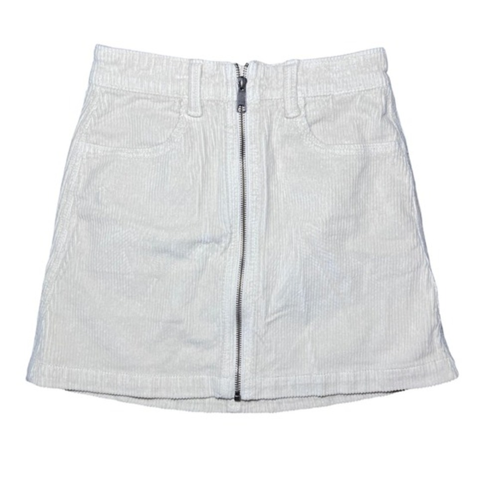 American Eagle White Corduroy Mini Skirt Full Zip Front Pockets Size‎ 00